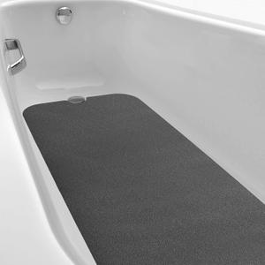 16" x 40" Non Slip Bathtub Mat with Drain Cut Out Non Skid Safety Bath Mat Adhesive Peel and Stick Bath Tub Mat Arc Angle PEVA Tub Anti Slip Stickers for Shower Floor Wet Areas(Dark Gray)