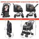 Lightweight Dog Stroller with Reversible Handle for Medium Small Dogs and Cats, Foldable Pet Stroller Travel Carriage with Large Storage Basket, 4 Wheels, Black