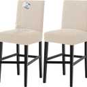 Turquoize 100% Waterproof Bar Stool Cover Stretch Washable Barstool Seat Covers Set of 2, Removable Bar Chair Covers with Backs, Counter Height Chair Cover for Kitchen Dining Room Cafe (2, Ivory)