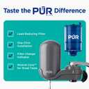 PUR Plus Vertical Faucet-Mount Water Filtration System, Lead-Reducing Filter, Easy Installation, 100-Gallon Capacity, Compatible with External Aerators, Grey