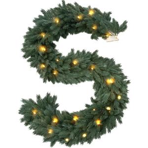 6.56 Ft Christmas Norfolk Pine Garland with 8 Lighting Mode Lights, Outdoor Indoor Artificial Christmas Greenery Garland for Table Fireplace Staircase Front Door Porch Wall Home Decoration