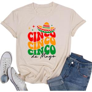 Cinco De Mayo Shirts Women Mexican Fiesta Vacation T Shirt 5th May Tee Funny Saying Casual Short Sleeve Tops Blouse (L)