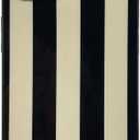 Black White Striped Phone Case Compatible with iPhone 15 Pro Max Stylish Strip Print Chic Retro Aesthetic Full Cameara Protective Slim Fit Glossy Soft Girly Never Faded 15promax 6.7" Cover