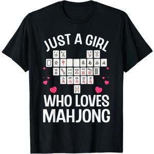 Funny Mahjong Design For Girls Women Chinese Mahjong Players T-Shirt, XL, Large