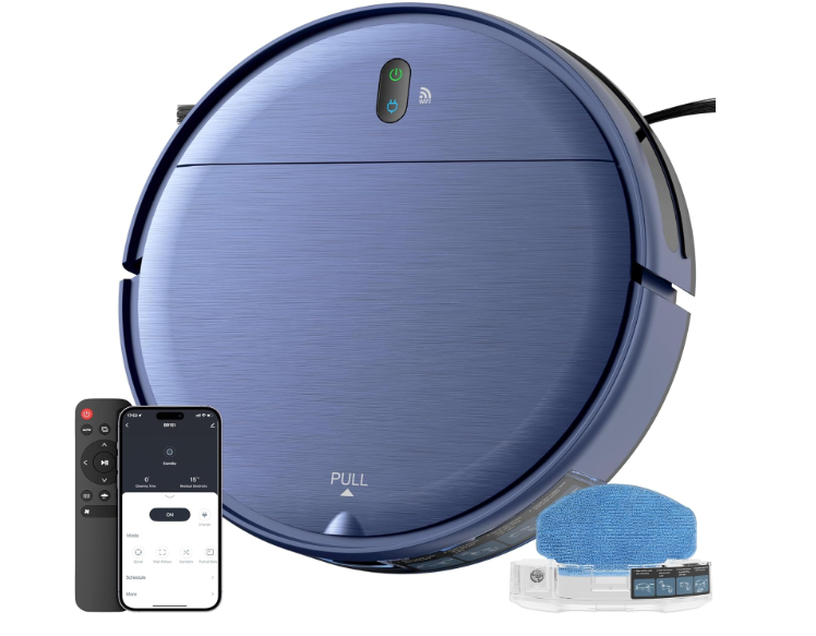 ZCWA Robot Vacuum,Robot Vacuum and Mop Combo with Schedule,APP/Remote/Voice,Strong Suction,Slim Self-Charging 2 in 1 Floor Cleaner for Pet Hair,Carpets,Hard Surfaces 