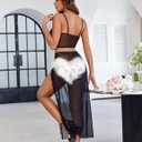 Avidlove Lingerie for Women 3 Pieces Set - Lace Long Nightgown with Side Split, Sexy Chemise for Bridal & Valentine's Day (Black, S)