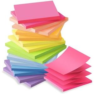 (16 Pack) Pop Up Sticky Notes 3x3 in Accordion Stickies Super Sticking Power Memo Pads Bright Colors