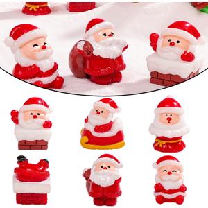 6 Pcs Mini Christmas Figurines Resin Mini Santa Claus Different Shapes 3D Figurines Ornaments for Home School Office Table Decoration Christmas Holiday Party Supplies (Styl3)