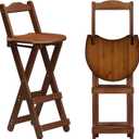 Yuxitia Folding Bar Stool Kitchen24 inch Folding Kitchen Counter Chair Portable Wooden Bar Stool Outdoor Shop Kitchen Restaurant Coffee Stool 1 (Brown)