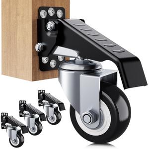 SOLEJAZZ Workbench Casters Wheels 660Lbs Retractable Casters Set of 4 Heavy Duty Side Mount Caster Rollers 2.5" Stepdown Castor Wheels for Bench Machinery Work Table with Installation Template, 4 Pack