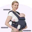 bonoch Baby Carrier Newborn to Toddler - EaseFit Adjust Knob for Baby Hip Healthy Develop, Ergonomic Cotton Infant Carrier Sling, Dual Lock Belt, Storage Bottle Pocket, 3 Bibs, 10-44lbs, Shower Gifts, Deep Gray