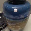 Footprints Cremation Urn - Ocean Blue Memorial Urn with Beach & Waves  Full-Size Handcrafted Metal Funeral Urns for Men & Womens Ashes (Up to 210 lbs)  A Beautiful Tribute for Ocean Lovers