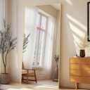 MirrMuse 76"x34" Large Floor Mirror Full Length with Stand, Oversized Gold | Free Standing or Leaning, Wall‑Mountable, for Bedroom Living Room Home Gym, Rectangular, Tempered Glass, Aluminum Frame