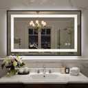 40X24 Inch LED Bathroom Mirror with Lights, Black Frame Frontlit+ Backlit Bathroom Vanity Mirror for Wall, Ultra-Clear Tempered Glass, Shatter-Proof, Anti-Fog and Memory Function, ETL Listed