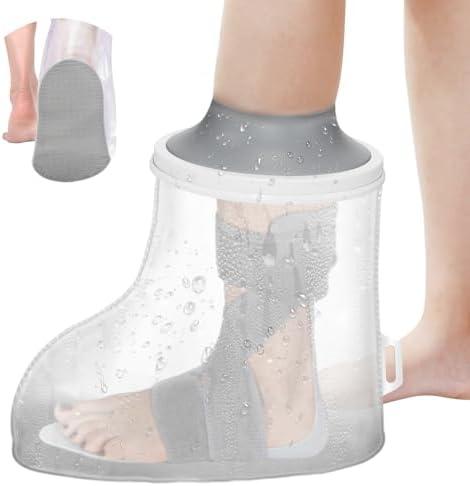Waterproof Foot Cover for Shower Adult with Upgraded Non-Slip Bottom, Shower Boots for Foot after Surgery, Watertight Ankle Cast Protector Showering Boot Cover for Bandage Dressing Wound, Reusable