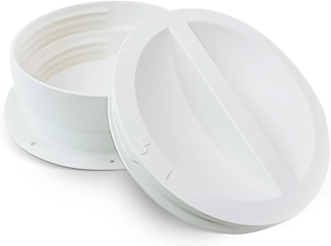 Dual Size Wall Mount Connector for Portable Air Conditioner Exhaust Hose Vent, 6 and 6.5 Inches Hose Compatible, White, Off Season Cover Plug Included, Omni-Directional