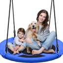 40 Inch Blue Saucer Tree Swing Set for Kids Adults 500lb Weight Capacity Waterproof Flying Swing Seat Outdoor Playground, Backyard