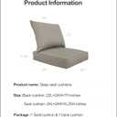 Outdoor Furniture Cushion Patio Deep Seat Chair Cushions, Foam Seat, Sunbrella Fabric, 24"24", Spectrum Dove, 1 Count