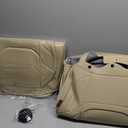 TIEHESYT Leather Seat Covers Front Pair with Lumbar Support and Headrest, Breathable and Waterproof Car Seat Cover, Universal Seat Covers for Cars, Trucks, SUVs, Airbag Compatible, Beige  
