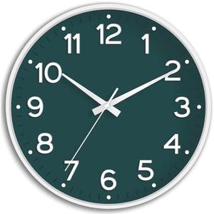 Roymnie Wall Clock, Silent Wall Clocks Battery Operated 8 Inch-Modern Non Ticking Analog Clock Decorative for Kitchen Office Bathroom Bedroom(Deep Green)
