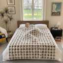 Luxury 1000GSM Throw Blanket, 60x80 Inches, Ultra Soft Double-Sided 3D Bubble Textured Faux Rabbit Fur, Frosted Brown & White, Reversible High-Density Plush Warm Blanket for Sofa & Bed