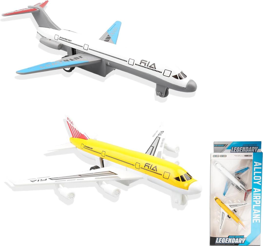 2 Pack Airplane Toys, Metal Plane Pull Back Airplane Toys for 3 4 5 6 Years Old Boys Girls, Die Cast Aircraft Plane Models, Kids' Play Vehicles Aeroplane Airplanes for Kids Birthday Gifts