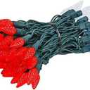 Novelty Lights Coaxial 4 Pack 24 feet 70 Red/Pure White C6 LED Christmas String, Commercial Grade Green Wire, Waterproof Connections, Modular Product Line, Connect 30 Sets