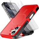 Magnetic for iPhone 16 Case [Compatible with MagSafe] [Shockproof] [Heavy Duty Protection] Pocket-Friendly & Tough Non-Slip Protective Phone Cover for iPhone16 6.1", Red