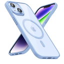 for iPhone 14 Case Clear Mag Safe, Ultra Thin Slim Cover Magnetic Compatible with Magsafe Phone Case for Women Men Girl, Cute Soft TPU Silicone & Transparent Hard Plastic, Light Blue