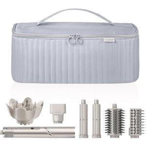 Lexeeco Travel Carrying Case for Hair Dryer Shark Flexstyle Dyson Airwrap Brush Hair Accessories Tools Storage Bag for Revlon Hairdryer Styler Organizer (Silver Gray)
