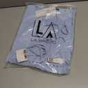 Womens Dressy Casual Shirts Summer Ruffle Short Sleeve Work Blouses Hidden Button Crewneck Cute Bow Tie Front Tops (Blue, M)