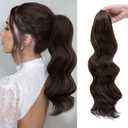 Claw Clip Ponytail Extension,20 Inch Dark Brown Curly Wavy Ponytail Claw Clip in Hair Extension for Women Fluffy Natural Looking Synthetic Hairpiece for Daily Use(20 Inch,Dark Brown)