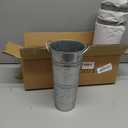 vensovo Metal Flower Bucket Vase with Handles, 9 Inch Silver Rustic Farmhouse Centerpiece for Spring Home Decor & Wedding, Set of 6