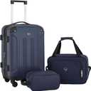 Travelers Club Chicago Hardside Expandable Spinner Luggage, Navy Blue, 3 Piece Set