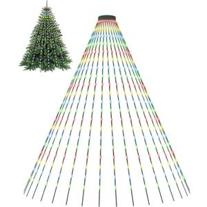 Christmas Tree Lights, 400 LED Christmas Lights with 8 Light Modes & Memory Function, 6.6FT x 16 Lines Outdoor String Lights with Timing Function for Christmas Decorations - Multicolor