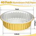 Zhehao 40 Pcs 7 Inch Aluminum Foil Pans with Lids 31 Oz Gold 2X Thicker Heavy Duty Foil Pan Disposable Baking Pans Disposable Cookware Tin Food Containers for Cake Pie Cooking Microwavable Oven