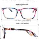 2 x Square Blue Light Blocking Glasses,Computer/Gaming/Screen Glasses for Women or Men (Flower)