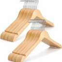 TOPIA HANGER Wooden Hangers 30 Pack, 0.28-inch Slim & Durable Clothes Hangers Space Saving, Natural Wood Hanger with 360Swivel Hook and Non-Slip Shoulder Notches for Coat,Shirt, Camisole, Dress-CT51N