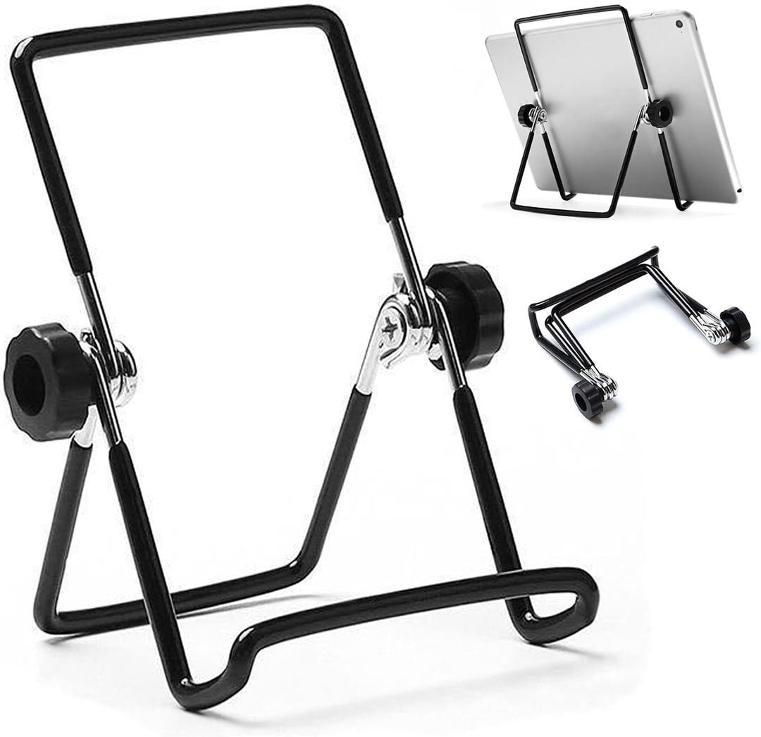 VOVIGGOL Adjustable Tablet Stand Holder, Non-Slip Foldable Holder Cradle Fit for 9-12.9" Tablets, iPad, Samsung and Kindle Fire, Display Stands Picture Frame Stand for Photos (Large Black)