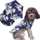 Hawaiian Beach Print Pet Dog Cat T-Shirts Cute for Dog Cats Cool Summer Vest Camp Shirt Clothes (Dark Blue, S)