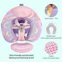 Mambobaby Float with Canopy and Tail New Upgraded Non-Inflatable Baby Pool Float Mambo Float Swim Trainer Solid Infant Swim Float Adjustable Pearl Foam Baby Swim Ring (Doughnut Pink)
