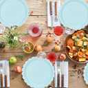 4 x 30 Pcs Light Blue Plates 7 Inch Baby Blue Scalloped Plates Disposable Dessert Plate for Wedding Baby Shower Birthday Party