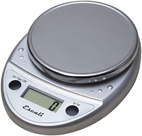 Escali Primo Digital Food Scale Multi-Functional Kitchen Scale and Baking Scale for Precise Weight Measuring and Portion Control, 8.5 x 6 x 1.5 inches, Chrome