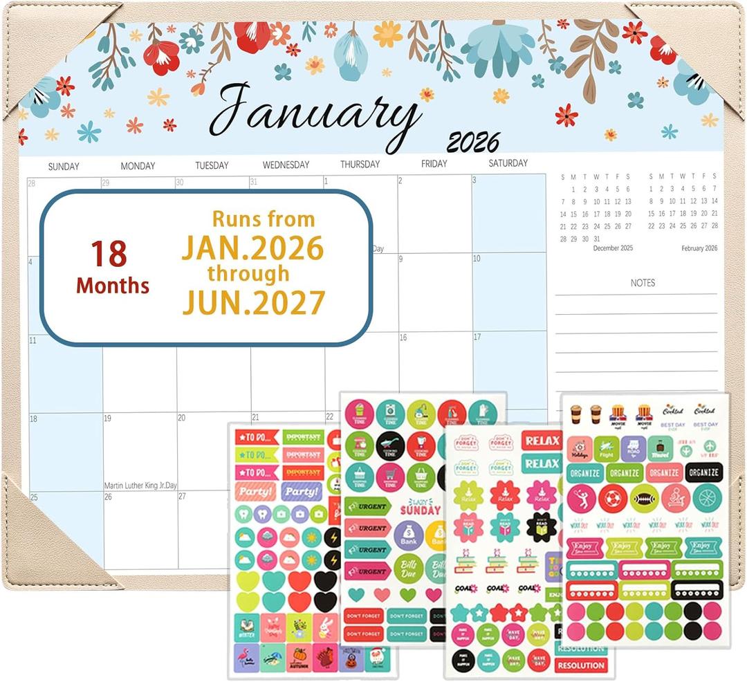 Calendar 2026-2027, Monthly Desk Calendar from July 2026 to December 2027, 15" x 12", Large Desktop Calendar Monthly, Perfect for Home or Office, Apricot with Desk Mat