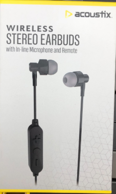 Acoustix Wireless Stereo Earbuds Bluetooth 5.0 In-Line Microphone Remote,  Black