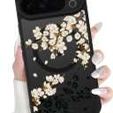 OOK Magnetic Case Fit for Google Pixel 10 Pro 6.3 Inch, White Floral | Wireless Charging Compatible, Soft TPU and Hard PC, Anti-Scratch Shockproof Protection Phone Cover for Women