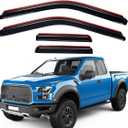 Lightronic Extra Durable Clip-on in-Channel Auto Vent Window Visor, Fits 2015-2025 Ford F-150, 2017-2025 F-150 Raptor, SuperCab, UV Protection Rain Guard, Original Wind Deflector, Dark Smoke, 4-Pcs