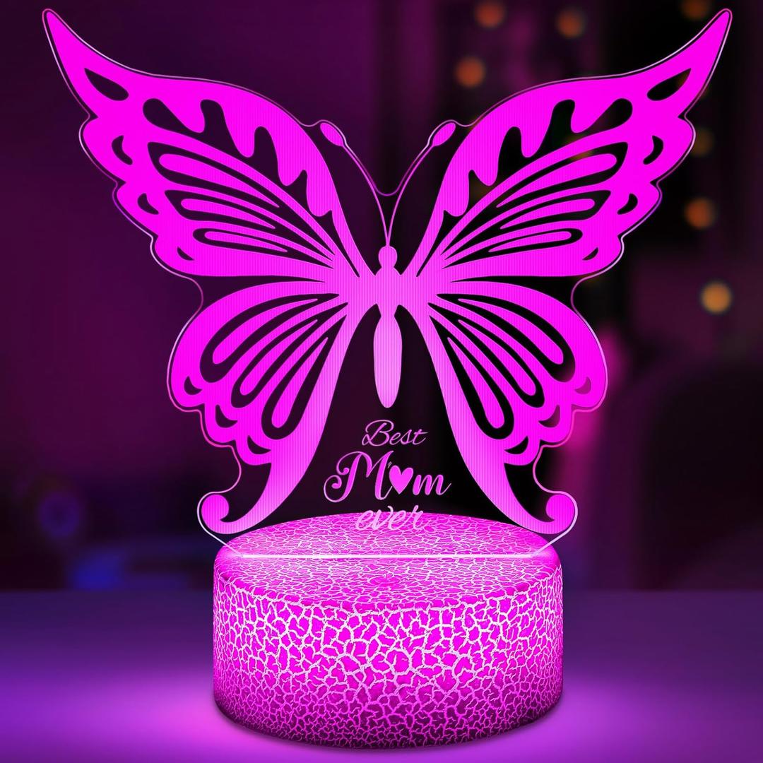 Linkax Mothers Day Mom Gifts for Mothers Wife Daughter, Mom Birthday Gifts from Daughter Son Kids, 7 Colors Changing Butterfly Night Light, Thanksgiving Xmas Easter Presents for Wife Mama Mommy