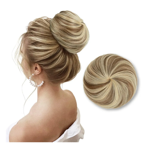 SARLA Hair Bun Extension Synthetic Drawstring Updo Fake Ballet Bun for Women Lady Donut Chignon Bahama Beige