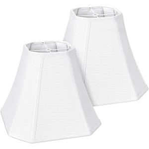 Lamp Shades Set of 2, White Medium Lampshades (6.5"x13"x10.8"), Classic Square Cut Corner Fabric Replacement Shade with Spider Fitter for Table Lamps (Harp Not Included), Classic Home Decor